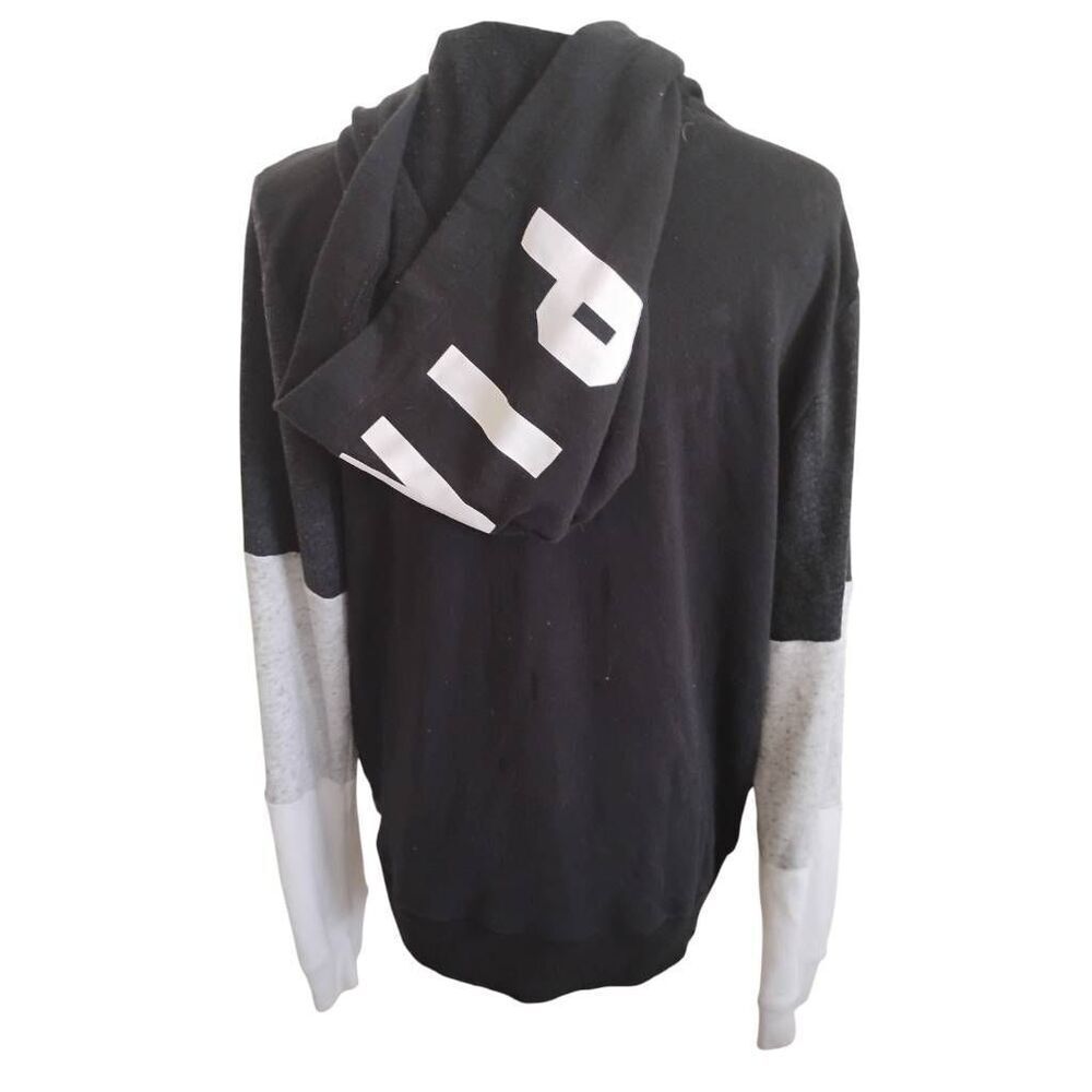 Pink Victoria's Secret Black White Zip Closure Hoodie Size Large - Picture 4 of 7